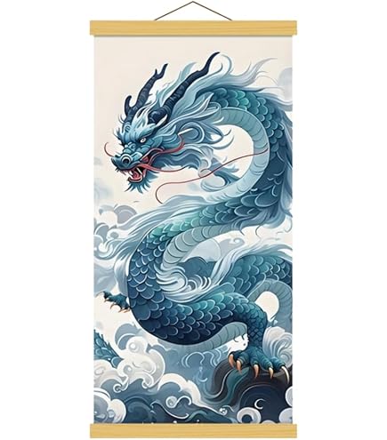 Amazon.co.jp: 掛け軸 掛軸-天翔飛龍之図／風水 信仰 祈り 龍 願い龍